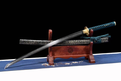 Hand Forged Japanese Samurai Katana Dark Pattern Steel