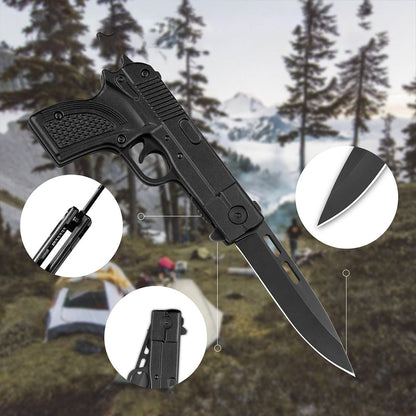 7" Tactical Pistol Replica Gun Spring OPEN Assisted Grey Pocket Knife