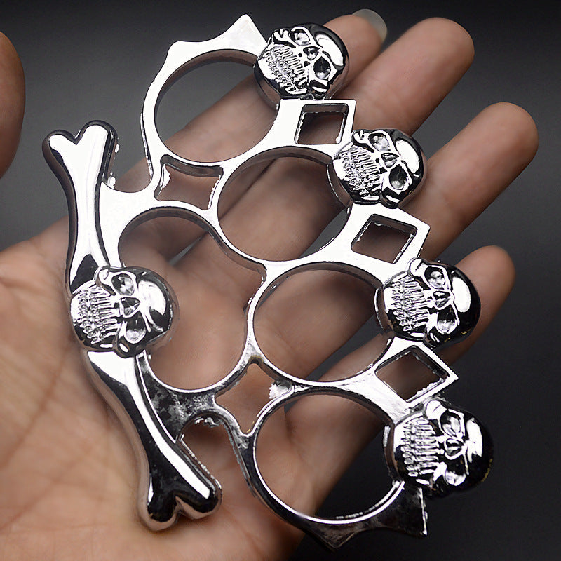 Strong Metal Brass Knuckle Duster Skull Style Four Finger Tiger Outdoor Camping Safety Defense Pocket EDC Tool