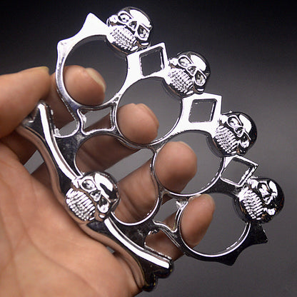 Strong Metal Brass Knuckle Duster Skull Style Four Finger Tiger Outdoor Camping Safety Defense Pocket EDC Tool