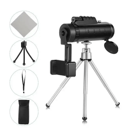 Dual Focus 12x50 Waterproof Monocular Spotting Scope With Universal Phone Mount