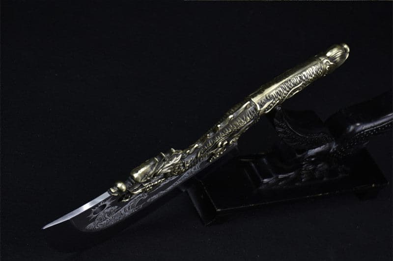 Chivalry Knife Bone Cutting Knife Green Dragon Full Brass Handle