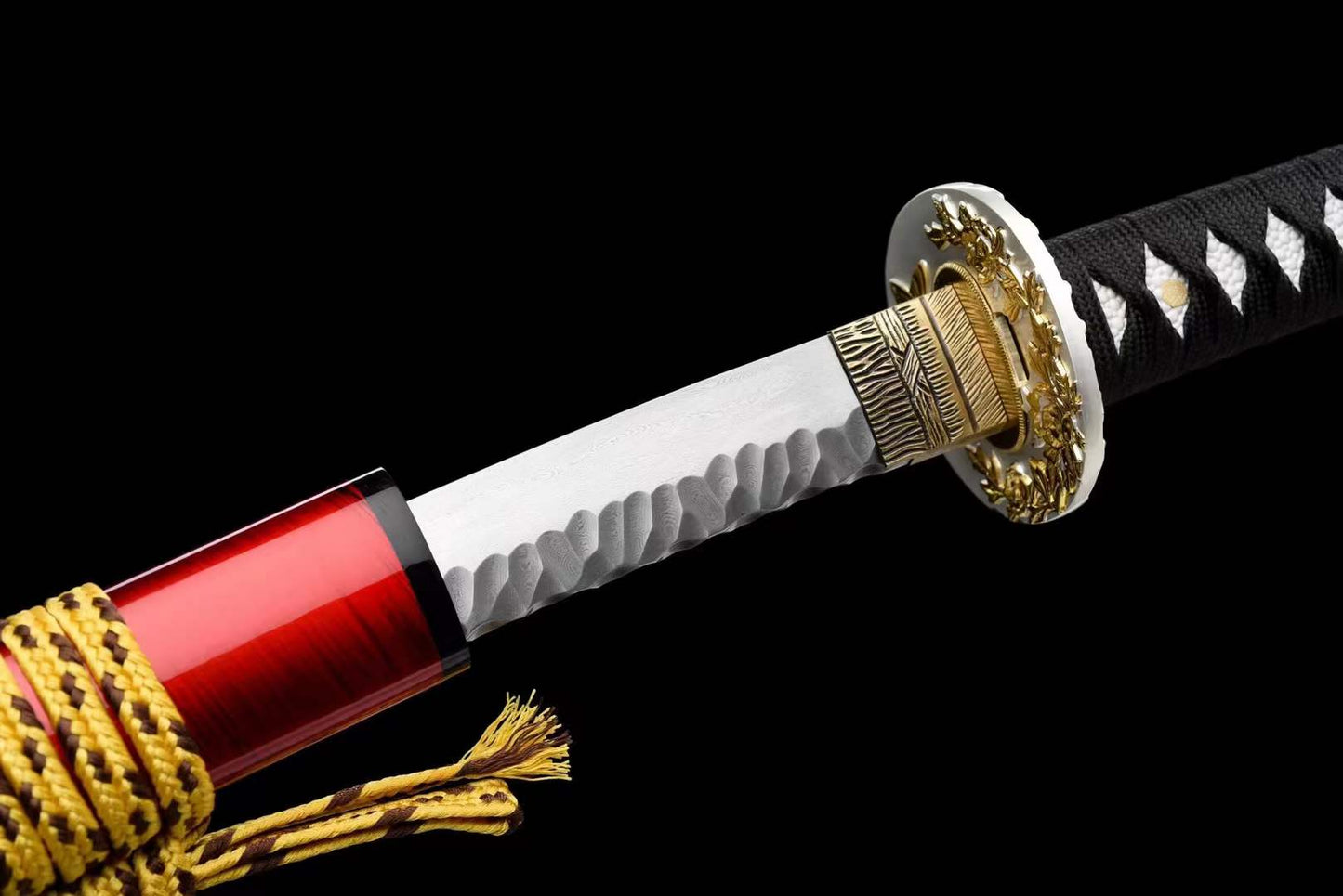 Hand Forged Japanese Samurai Katana Confidante Pattern Steel Hammered Texture