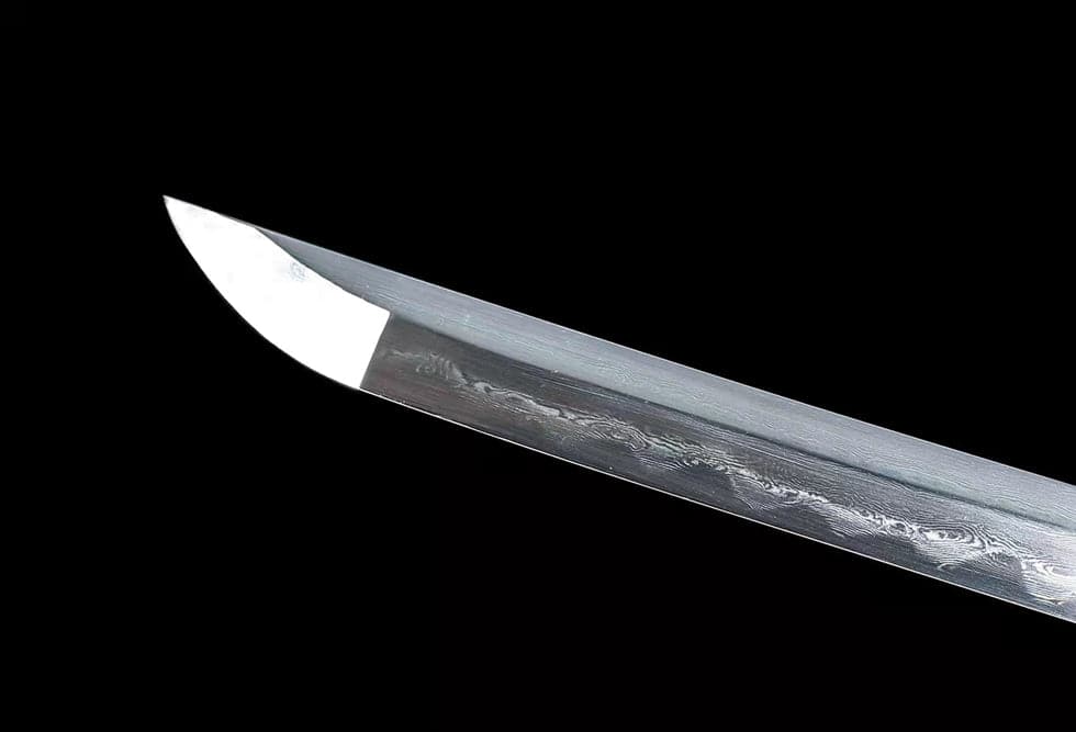 Hand Forged Japanese Samurai Katana Qi Gan Pattern Steel Wooden color