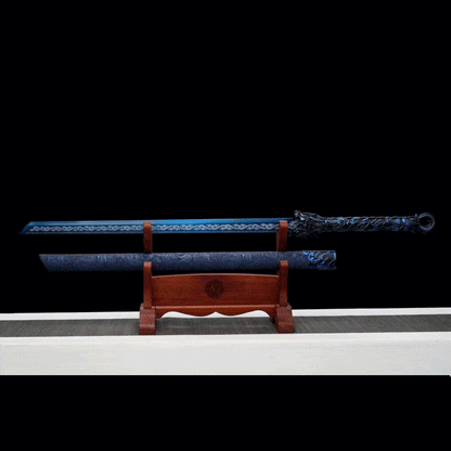 Handmade Dragon Flame Battle Blade Chinese Sword With Blue Blade