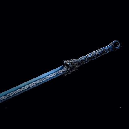 Handmade Dragon Flame Battle Blade Chinese Sword With Blue Blade