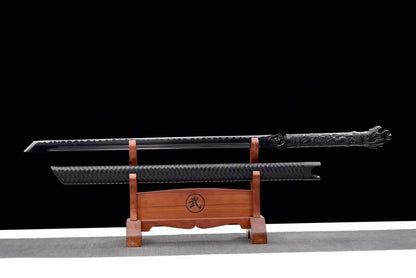 Handmade Dragon Slayer Manganese Steel Chinese Sword With Black Blade