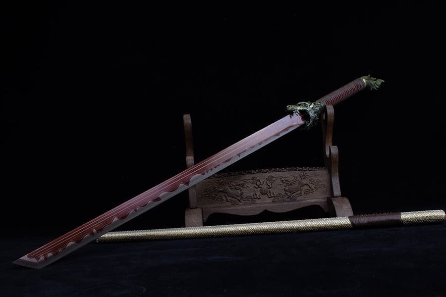 Handmade High Carbon Steel Flowing Shadow  Chinese Sword With Red Blade