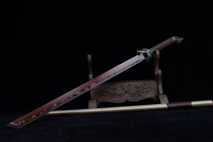 Handmade High Carbon Steel Flowing Shadow  Chinese Sword With Red Blade