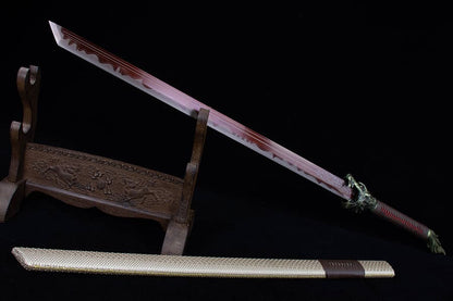 Handmade High Carbon Steel Flowing Shadow  Chinese Sword With Red Blade