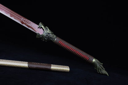 Handmade High Carbon Steel Flowing Shadow  Chinese Sword With Red Blade