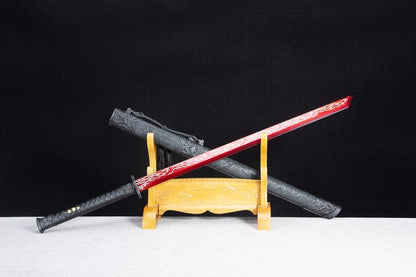 Handmade High Manganese Steel Red Flame Chinese Sword With Red Blade