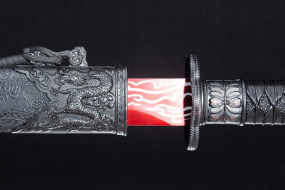 Handmade High Manganese Steel Red Flame Chinese Sword With Red Blade