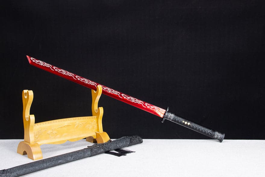 Handmade High Manganese Steel Red Flame Chinese Sword With Red Blade