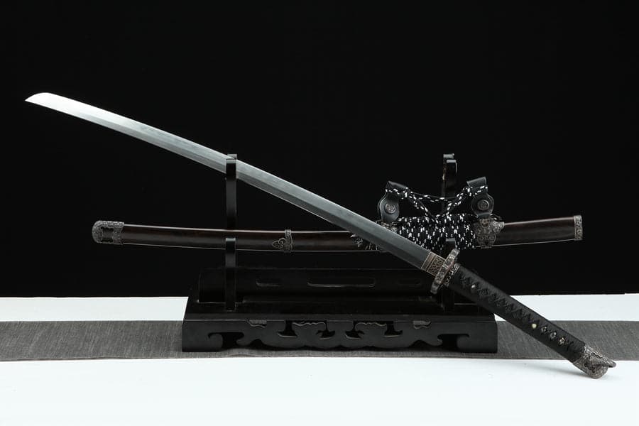 Handmade Japanese Tachi Odachi Sakura Pattern Steel High Ebony