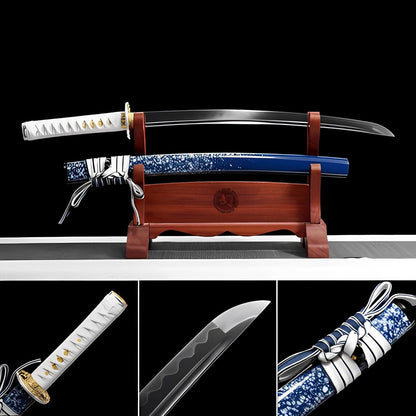 Handmade Japanese Wakizashi Begonia Short Sword T10 burned edge