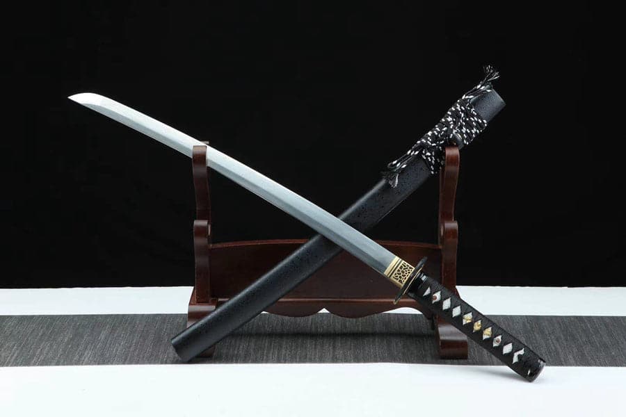 Handmade Japanese Wakizashi Black Moon Damascus Steel