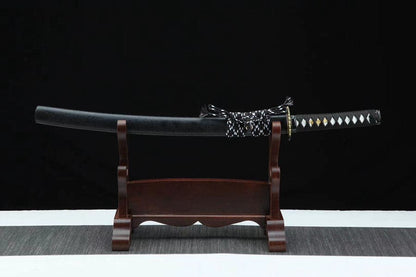 Handmade Japanese Wakizashi Black Moon Damascus Steel