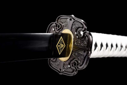 Handmade Undead Cut Katana Sword, Sekiro: Shadows Die Twice Japanese Samurai Sword, Black Manganese Steel Blades, Full Tang