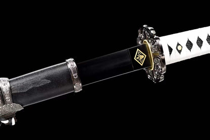 Handmade Undead Cut Katana Sword, Sekiro: Shadows Die Twice Japanese Samurai Sword, Black Manganese Steel Blades, Full Tang