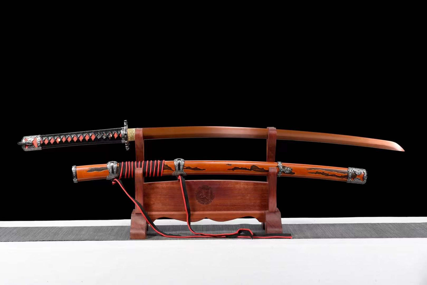 Handmade Undead Cut Katana Sword, Sekiro: Shadows Die Twice Japanese Samurai Sword, Red Manganese Steel Blades, Full Tang